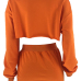  Euramerican Round Neck Long Sleeves Orange Cotton Two-piece Skirt Set