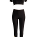  Euramerican Round Neck Printed Black Polyester Two-piece Pants Set