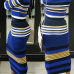  Euramerican Round Neck Striped Patchwork Blue Cotton Two-piece Skirt Set