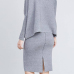  Euramerican Turtleneck Long Sleeves Grey Two-piece Skirt Set