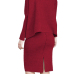  Euramerican Turtleneck Long Sleeves Wine Red Two-piece Skirt Set