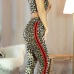  Euramerican U Neck Leopard Cotton Two-piece Pants Set