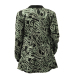  Fashion V Neck Long Sleeves Printed Green Polyester Two-piece Shorts Set