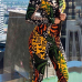  Fashionable Turndown Collar Printed Polyester Two-piece Pants Set