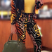  Fashionable Turndown Collar Printed Polyester Two-piece Pants Set