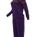  Leisure Hooded Collar Patchwork Purple Cotton Two-piece Pants Set