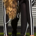  Leisure Long Sleeves Striped Patchwork Black Velvet Two-piece Pants Set