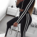  Leisure Long Sleeves Striped Patchwork Black Velvet Two-piece Pants Set