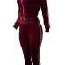  Leisure Mandarin Collar Striped Wine Red Velvet Two-piece Pants Set