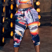  Leisure Printed Polyester Two-piece Pants Set