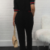  Leisure Round Neck Patchwork Black Knitting Two-piece Pants Set