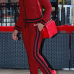  Leisure Round Neck Zipper Design Red Cotton Two-piece Pants Set