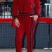  Leisure Round Neck Zipper Design Red Cotton Two-piece Pants Set