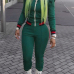  Leisure Turndown Collar Long Sleeves Zipper Design Green Cotton Two-piece Pants Set