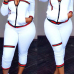  Leisure Turndown Collar Long Sleeves Zipper Design White Knitting Two-piece Pants Set