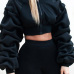  Leisure V Neck Long Sleeves Zipper Design Black Polyester Two-piece Pants Set