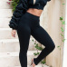  Leisure V Neck Long Sleeves Zipper Design Black Polyester Two-piece Pants Set