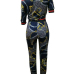  Multi Polyester Pants Print O neck Short Sleeve Casual Two Pieces