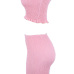  Pink Polyester Skirt Plain Bateau Neck Sleeveless Sexy Two Pieces