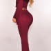  Sexy Bateau Neck Knot Design Wine Red Cotton Two-piece Pants Set