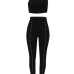  Sexy Bateau Neck Pearl Decoration Black Blending Two-piece Pants Set