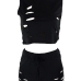  Sexy Broken Holes Black Cotton Two-piece Shorts Set