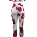  Sexy Dew Shoulder Rose Printed White Milk Fiber Two-piece Pants Set