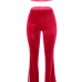  Sexy Dew Shoulder Striped Patchwork Red Velvet Two-piece Pants Set