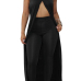  Sexy Hollow-out Black Cotton Two-piece Pants Set