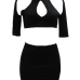  Sexy Hollow-out Black Cotton Two-piece Skirt Set