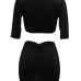  Sexy Hollow-out Black Cotton Two-piece Skirt Set