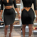  Sexy Hollow-out Black Cotton Two-piece Skirt Set