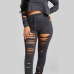  Sexy Hollow-out Grey Polyester Two-piece Pants Set