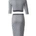  Sexy Round Neck Geometric Printed Blending Two-piece Skirt Set