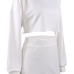  Sexy Round Neck Long Sleeves White Cotton Two-piece Skirt Set