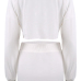  Sexy Round Neck Long Sleeves White Cotton Two-piece Skirt Set