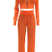  Sexy See-Through Orange Polyester Two-piece Pants Set