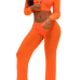  Sexy See-Through Orange Polyester Two-piece Pants Set