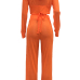  Sexy See-Through Orange Polyester Two-piece Pants Set