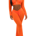  Sexy See-Through Orange Polyester Two-piece Pants Set