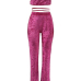  Sexy Spaghetti Strap Sleeveless Purple Velvet Two Pieces Pants Set