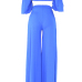  Sexy Strapless High Slit Blue Qmilch Two-piece Pants Set