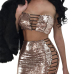  Sexy Strapless Hollow-out Gold Polyester Two-piece Skirt Set(Without Coat)