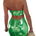  Sexy Strapless Hollow-out Green Polyester Two-piece Skirt Set(Without Coat)