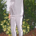  Silver Velvet Pants Plain O neck Long Sleeve Casual Two Pieces