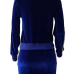  Stylish Mandarin Collar Lace-up Blue Velvet Two-piece Skirt Set