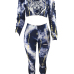  Stylish Round Neck Printed White Milk Fiber Two-piece Pants Set