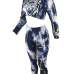  Stylish Round Neck Printed White Milk Fiber Two-piece Pants Set