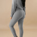  Stylish Sloping Shoulder Drawstring Grey Cotton Two-Piece Pants Set