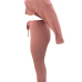  Stylish Sloping Shoulder Drawstring Pink Cotton Two-Piece Pants Set